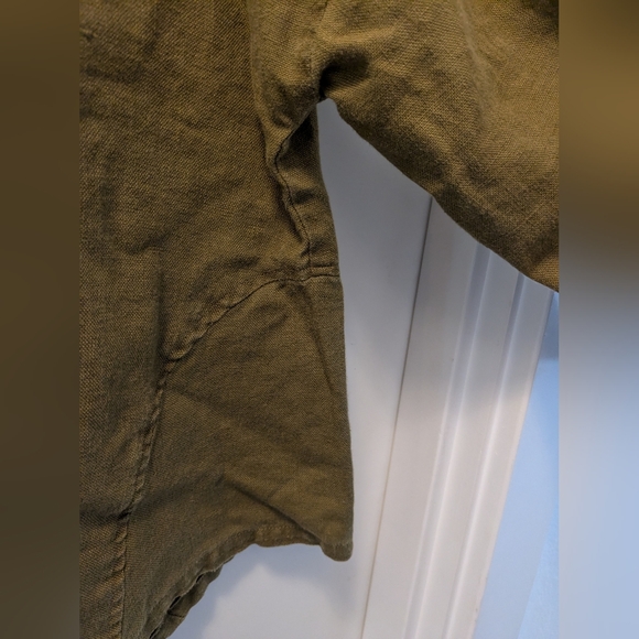 Elizabeth Suzann Olive Linen Parabola Top S - Picture 2 of 6